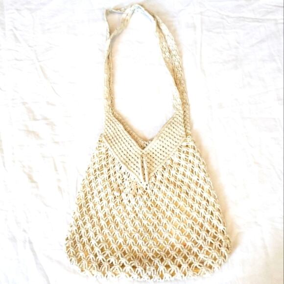 1970s Vintage Macrame Shoulder Bag BOHEMIAN EXCELLENT - Picture 1 of 5